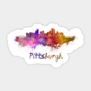 Pittsburgh skyline in watercolor Sticker